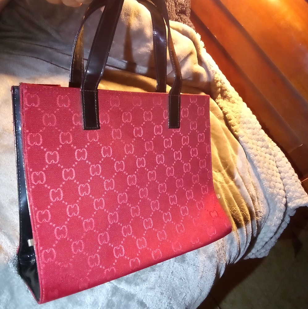 Red and black mine tote